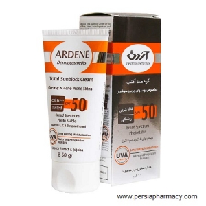 کرم ضد آفتاب رنگی مخصوص پوست های چرب و جوشدار SPF50 حاوی عصاره لیکوریس و جوجوبا 50 گرمی آردن ARDENE