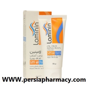 کرم ضد آفتاب فاقد چربی SPF60 مناسب پوست های چرب و معمولی 50میلی لیتر لامینین Laminin