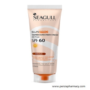 کرم ضد آفتاب رنگی(برنزه) فاقد چربی SPF60 مناسب پوست معمولی تا چرب سی گل SEAGULL