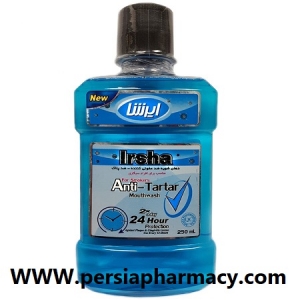 دهانشویه ضدعفونی کننده و ضدپلاک آنتی تارتار 250 میلی لیتری ایرشا Irsha