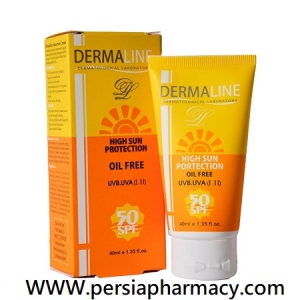 کرم ضد آفتاب فاقد چربی حجم 40 میلی لیتر درمالاین Dermaline
