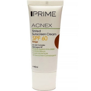 کرم ضدآفتاب رنگی فاقد چربی بژ Acnex Tinted SPF60  مناسب پوست چرب 40 میلی لیتری پریم Prime