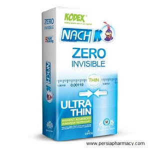 کاندوم نازک و مقاوم مدل زیرو اینویزیبل(Zero Invisible) ناچ کدکس 12 عددی KODEX NACH