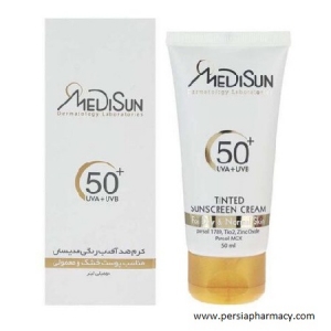 کرم ضد آفتاب رنگی SPF50 مناسب پوست خشک و معمولی 50 میلی لیتر مدیسان MEDISUN