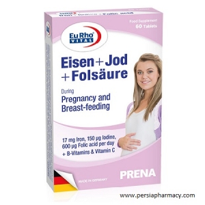 قرص مکمل بارداری آیزن+ید+فولیک اسید 60 عددی یوروویتال EURHO VITAL