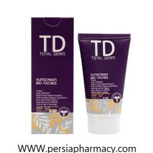 کرم ضد آفتاب ضد لک رنگی +SPF50 حجم 50 میلی لیتر توتال درم  Total Derm 