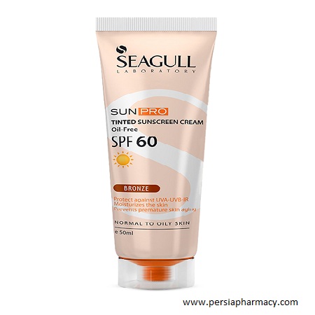 کرم ضد آفتاب رنگی(برنزه) فاقد چربی SPF60 مناسب پوست معمولی تا چرب سی گل SEAGULL
