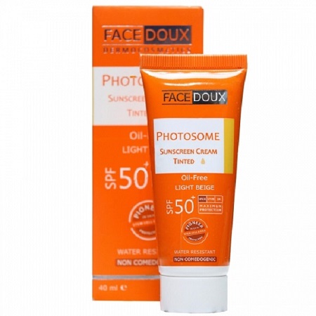 کرم ضد آفتاب فاقد چربی +SPF50  رنگ بژ متوسط مناسب پوست چرب،حساس و جوش دارFACEDOUX
