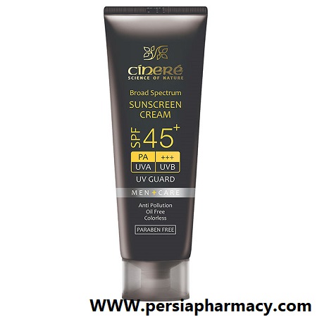 کرم ضدآفتاب فاقدچربی Spf45 مخصوص آقایان 50میلی لیتری سینره Cinere