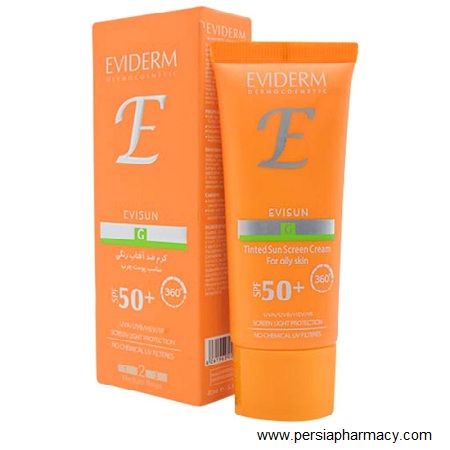 کرم ضد آفتاب رنگی (بژ متوسط) +SPF50 مدل اوی سان مناسب پوست چرب 40 میلی لیتر اویدرم EVIDERM
