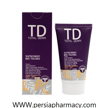 کرم ضد آفتاب ضد لک رنگی +SPF50 حجم 50 میلی لیتر توتال درم  Total Derm 