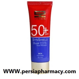 کرم ضد آفتاب SPF 50 مردانه ساین شیلد مناسب پوست چرب 50 میلی لیتر ساین اسکین SYNSKIN