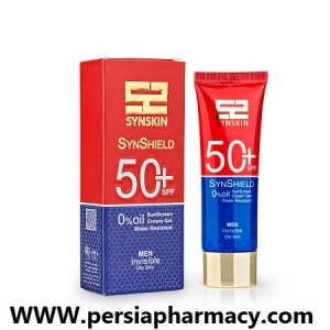 کرم ضد آفتاب SPF 50 مردانه ساین شیلد مناسب پوست چرب 50 میلی لیتر ساین اسکین SYNSKIN