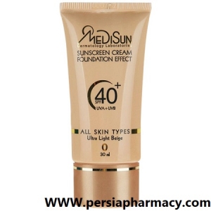 کرم ضد آفتاب با پوشش کرم پودری (بژ خیلی روشن) SPF40 مناسب انواع پوست 30 میلی لیتر مدیسان MEDISUN