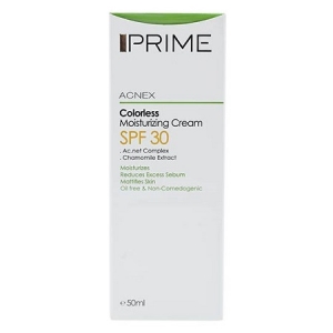 کرم مرطوب کننده فاقد چربی و رنگ Acnex Colorless SPF30  مناسب پوست چرب 50 میلی لیتری پریم Prime