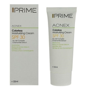 کرم مرطوب کننده فاقد چربی و رنگ Acnex Colorless SPF30  مناسب پوست چرب 50 میلی لیتری پریم Prime