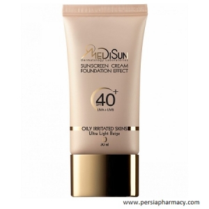 کرم ضد آفتاب رنگی با پوشش کرم پودری (بژ خیلی روشن) SPF40 مناسب پوست های چرب و حساس 30 میلی لیتر مدیسان MEDISUN