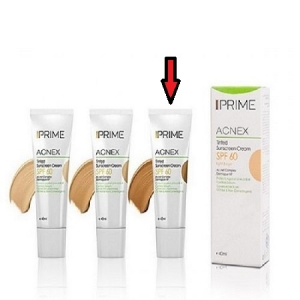 کرم ضدآفتاب رنگی فاقد چربی برنزه Acnex Tinted SPF60  مناسب پوست چرب 40 میلی لیتری پریم Prime