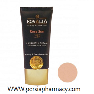 ضد آفتاب رنگی پوست چرب و جوش دار بژ طبیعی شماره ۲ حجم 40 میلی لیتر رزالیا Rosalia
