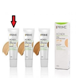 کرم ضدآفتاب رنگی فاقد چربی بژروشن Acnex Tinted SPF60  مناسب پوست چرب 40 میلی لیتری پریم Prime