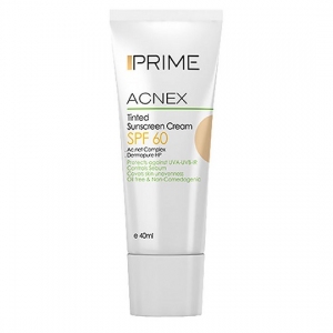 کرم ضدآفتاب رنگی فاقد چربی بژروشن Acnex Tinted SPF60  مناسب پوست چرب 40 میلی لیتری پریم Prime